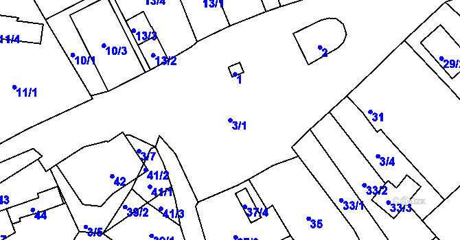 Parcela st. 3/1 v KÚ Dolní Vlkýš, Katastrální mapa