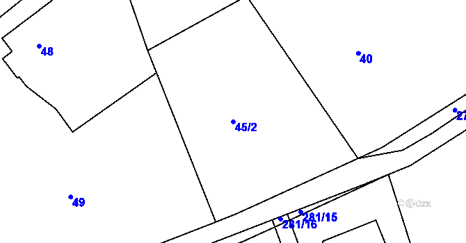 Parcela st. 45/2 v KÚ Dolní Vlkýš, Katastrální mapa