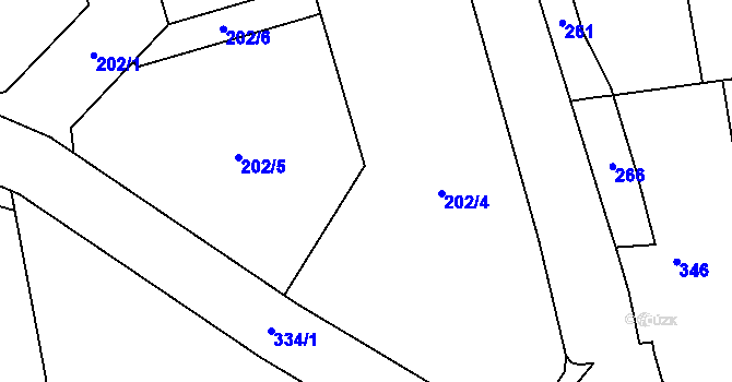 Parcela st. 202/4 v KÚ Dolní Vlkýš, Katastrální mapa