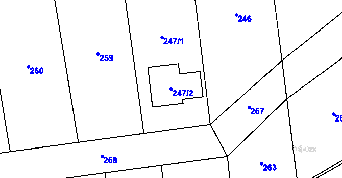 Parcela st. 247/2 v KÚ Dolní Vlkýš, Katastrální mapa