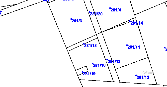 Parcela st. 281/18 v KÚ Dolní Vlkýš, Katastrální mapa