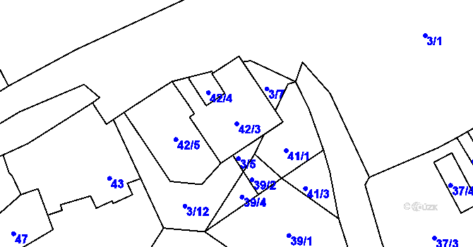 Parcela st. 42/3 v KÚ Dolní Vlkýš, Katastrální mapa