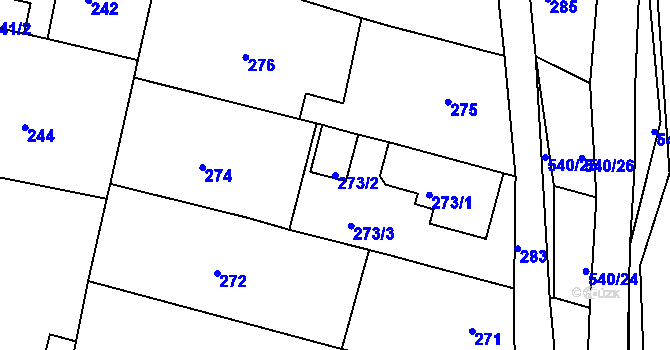 Parcela st. 273/2 v KÚ Malesice, Katastrální mapa