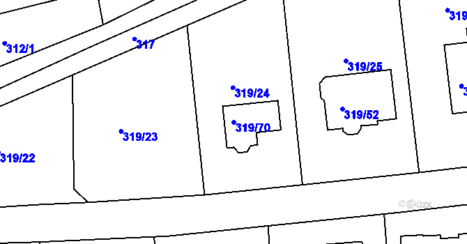 Parcela st. 319/70 v KÚ Malesice, Katastrální mapa