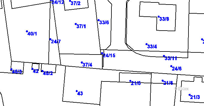 Parcela st. 24/15 v KÚ Malesice, Katastrální mapa
