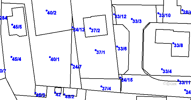 Parcela st. 37/1 v KÚ Malesice, Katastrální mapa