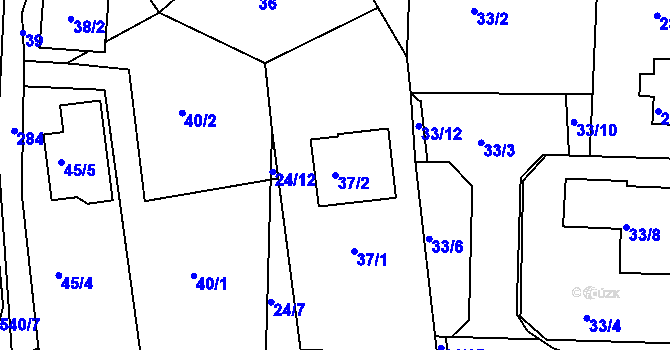Parcela st. 37/2 v KÚ Malesice, Katastrální mapa