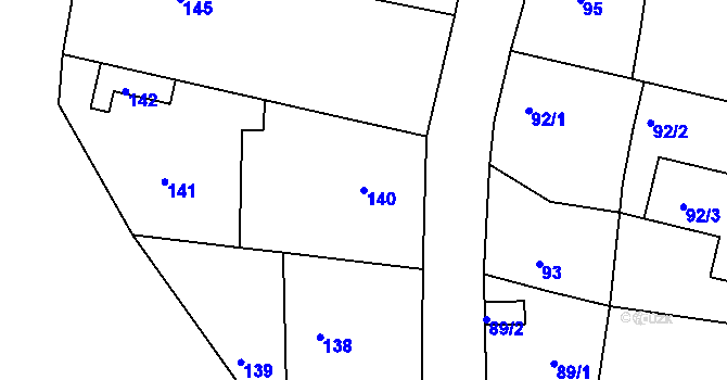 Parcela st. 140 v KÚ Malesice, Katastrální mapa