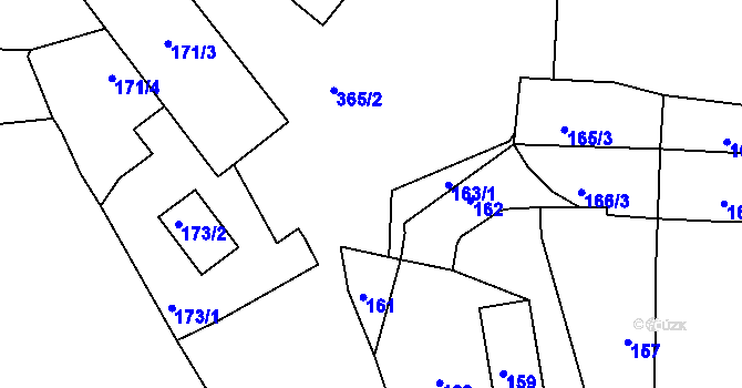 Parcela st. 163/2 v KÚ Malesice, Katastrální mapa