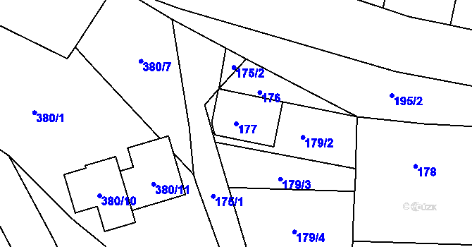 Parcela st. 177 v KÚ Malesice, Katastrální mapa