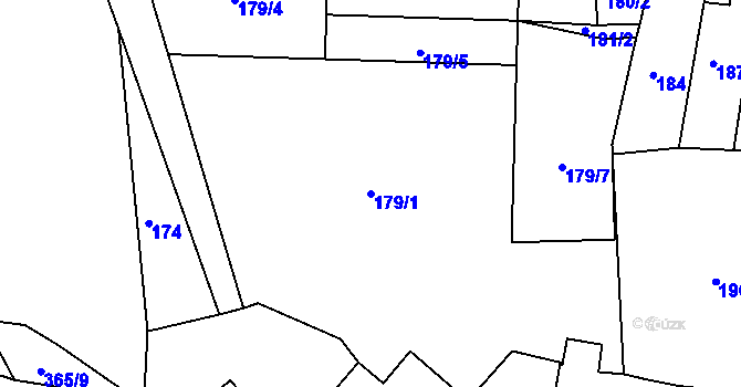 Parcela st. 179/1 v KÚ Malesice, Katastrální mapa