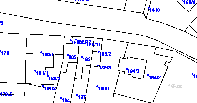 Parcela st. 189/2 v KÚ Malesice, Katastrální mapa