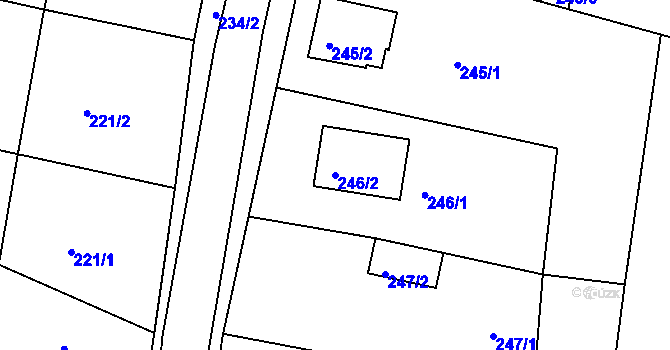 Parcela st. 246/2 v KÚ Malesice, Katastrální mapa
