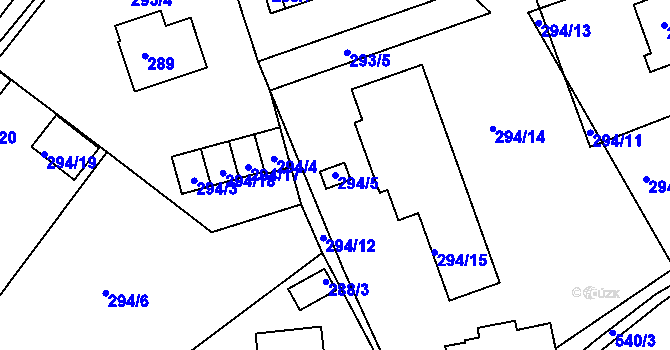 Parcela st. 294/5 v KÚ Malesice, Katastrální mapa