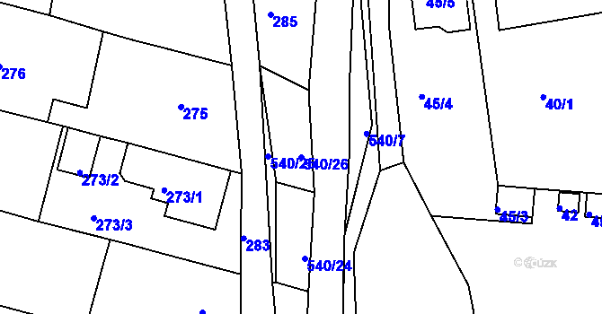 Parcela st. 540/26 v KÚ Malesice, Katastrální mapa