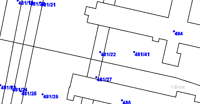 Parcela st. 481/22 v KÚ Malesice, Katastrální mapa