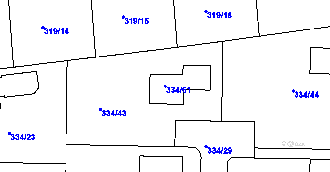 Parcela st. 334/61 v KÚ Malesice, Katastrální mapa