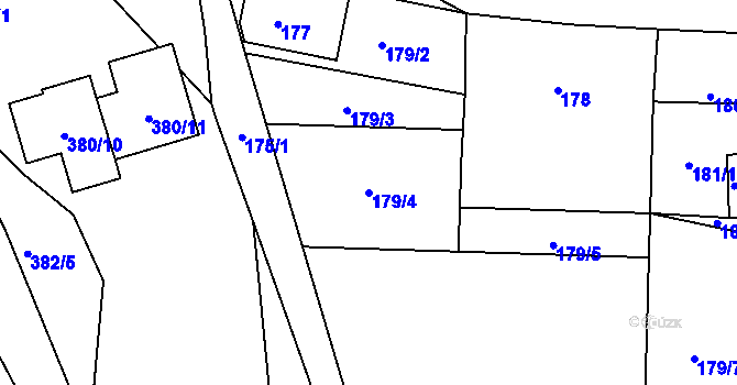 Parcela st. 179/4 v KÚ Malesice, Katastrální mapa