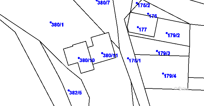 Parcela st. 380/11 v KÚ Malesice, Katastrální mapa