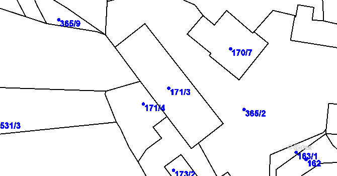Parcela st. 171/3 v KÚ Malesice, Katastrální mapa
