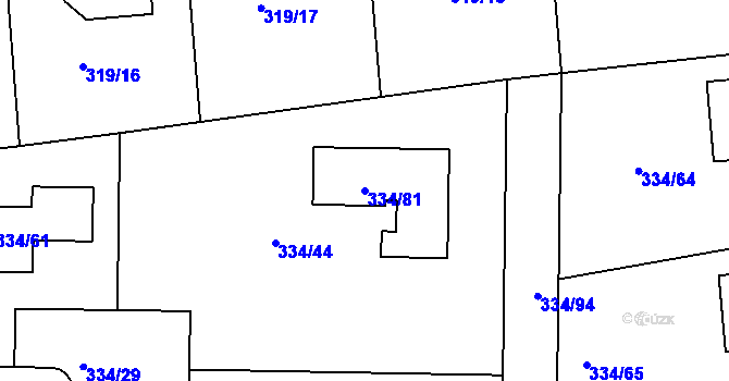 Parcela st. 334/81 v KÚ Malesice, Katastrální mapa