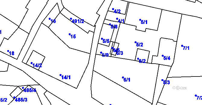 Parcela st. 5/9 v KÚ Malešov, Katastrální mapa