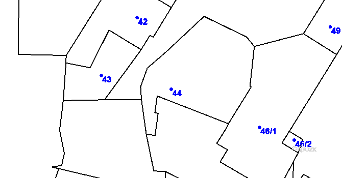Parcela st. 44 v KÚ Malešov, Katastrální mapa