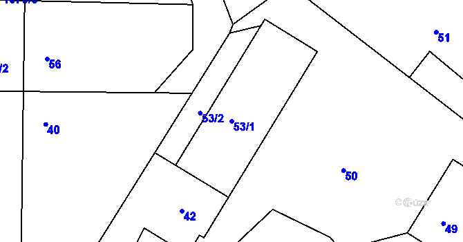 Parcela st. 53/1 v KÚ Malešov, Katastrální mapa