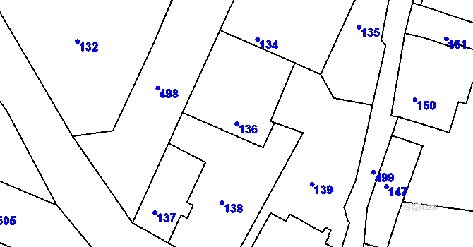Parcela st. 136 v KÚ Malešov, Katastrální mapa