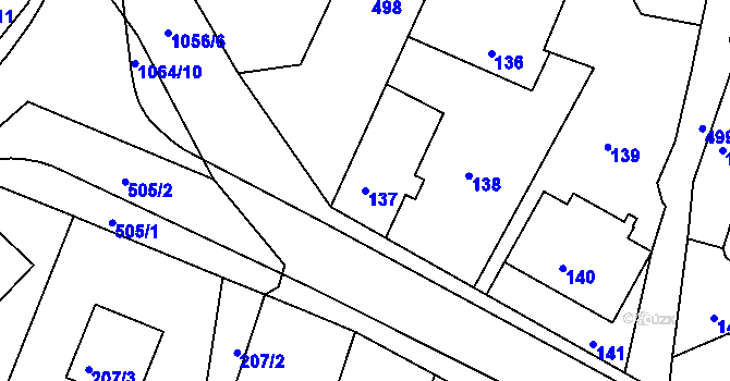 Parcela st. 137 v KÚ Malešov, Katastrální mapa