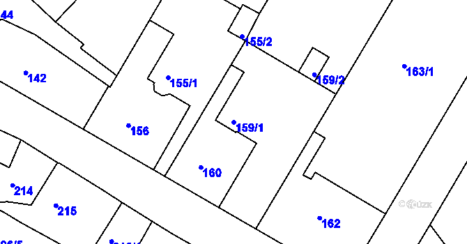 Parcela st. 159/1 v KÚ Malešov, Katastrální mapa