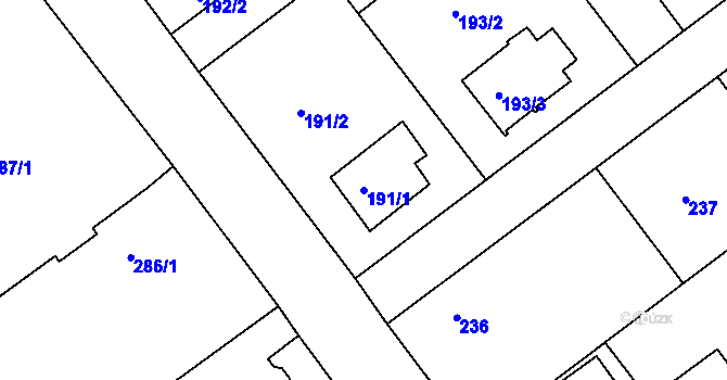 Parcela st. 191/1 v KÚ Malešov, Katastrální mapa