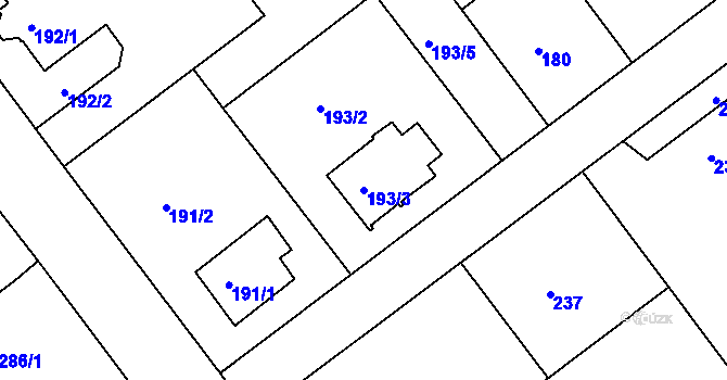 Parcela st. 193/3 v KÚ Malešov, Katastrální mapa