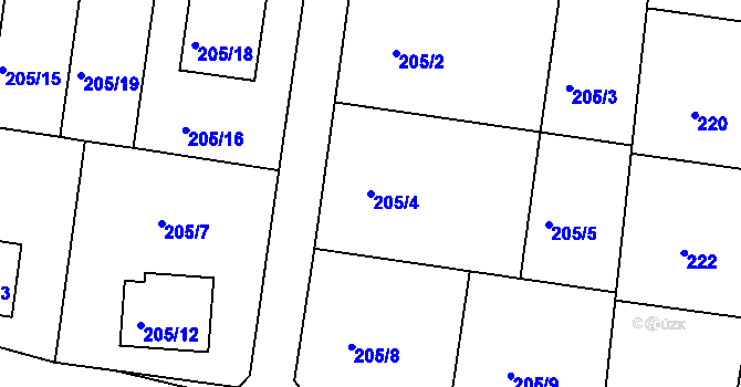 Parcela st. 205/4 v KÚ Malešov, Katastrální mapa