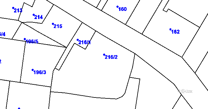 Parcela st. 216/2 v KÚ Malešov, Katastrální mapa