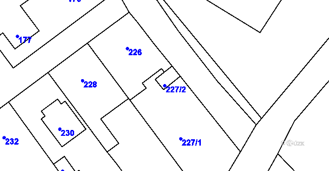 Parcela st. 227/2 v KÚ Malešov, Katastrální mapa