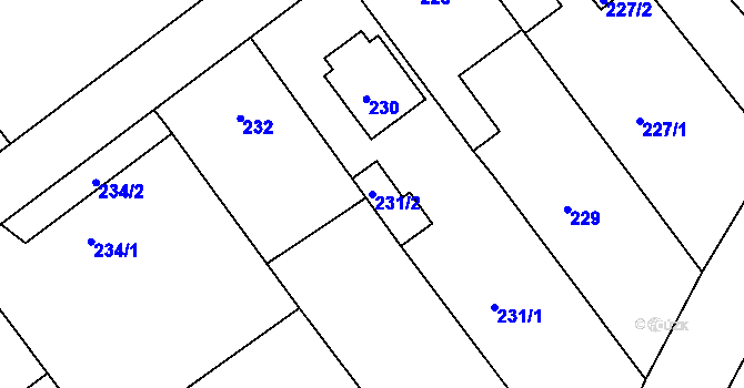 Parcela st. 231/2 v KÚ Malešov, Katastrální mapa