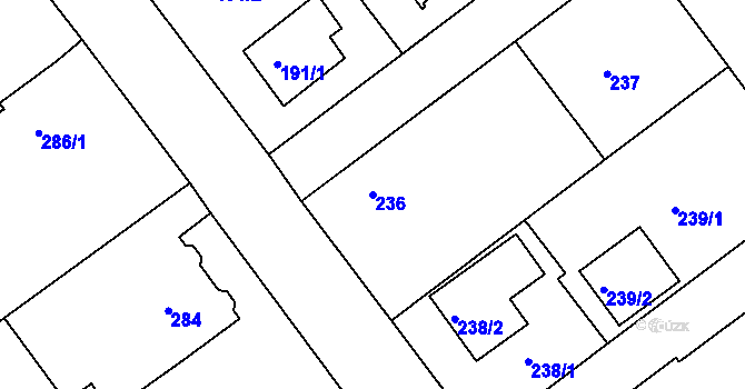 Parcela st. 236 v KÚ Malešov, Katastrální mapa