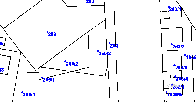 Parcela st. 265/2 v KÚ Malešov, Katastrální mapa