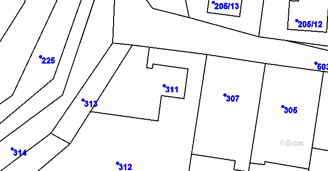 Parcela st. 311 v KÚ Malešov, Katastrální mapa