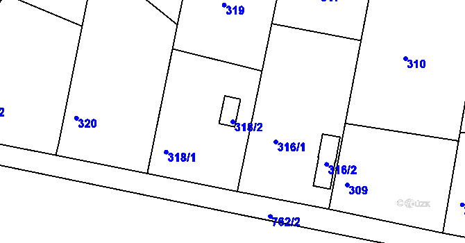 Parcela st. 318/2 v KÚ Malešov, Katastrální mapa
