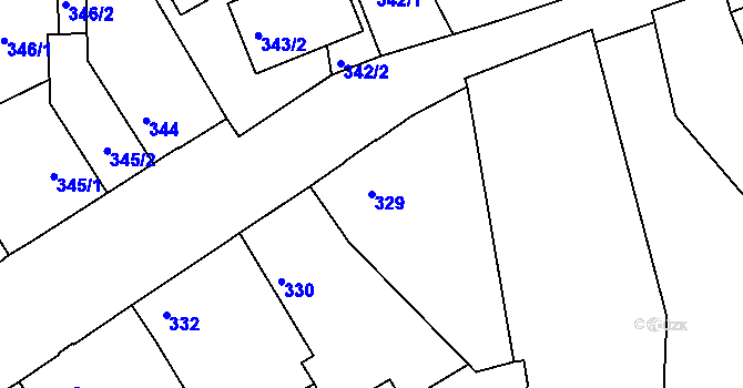 Parcela st. 329 v KÚ Malešov, Katastrální mapa