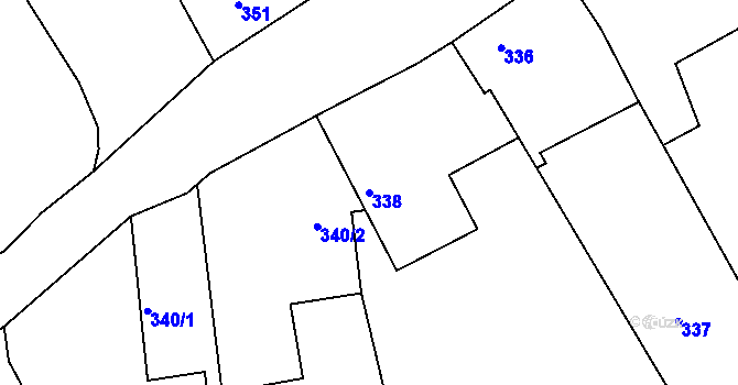 Parcela st. 338 v KÚ Malešov, Katastrální mapa