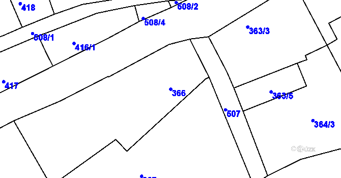 Parcela st. 366 v KÚ Malešov, Katastrální mapa