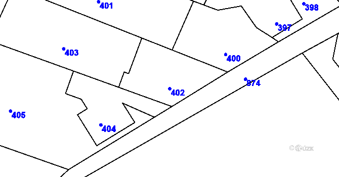 Parcela st. 402 v KÚ Malešov, Katastrální mapa
