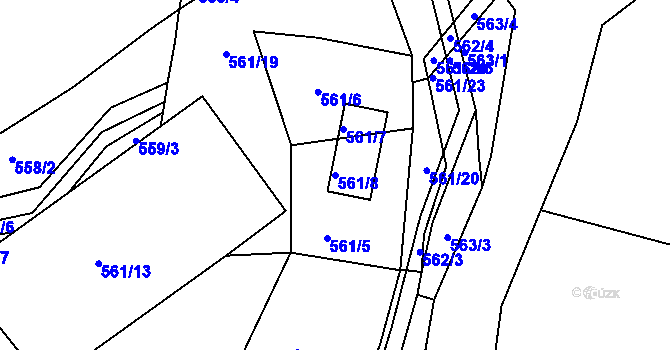 Parcela st. 561/8 v KÚ Malešov, Katastrální mapa
