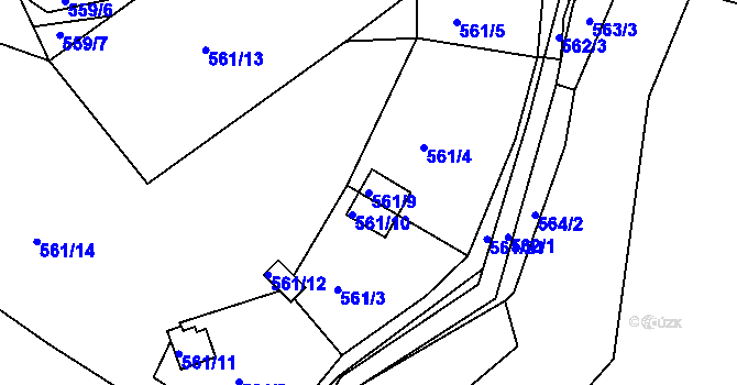 Parcela st. 561/9 v KÚ Malešov, Katastrální mapa