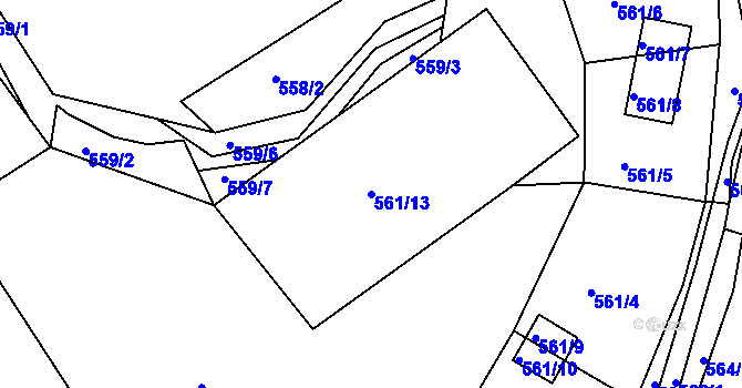 Parcela st. 561/13 v KÚ Malešov, Katastrální mapa