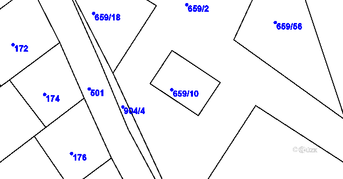 Parcela st. 659/10 v KÚ Malešov, Katastrální mapa