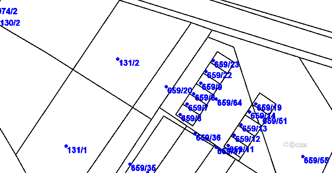 Parcela st. 659/20 v KÚ Malešov, Katastrální mapa